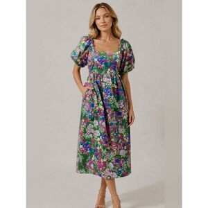 Sugarlips Green Floral Midi Dress
